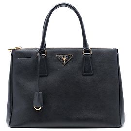 Prada Schwarze Medium Saffiano Lux Galleria Double Zip Tote Schwarz