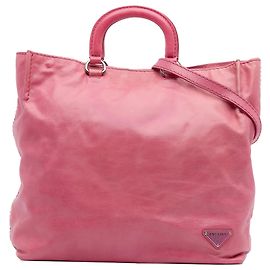 Sac convertible ouvert en vitello rose Prada Rose