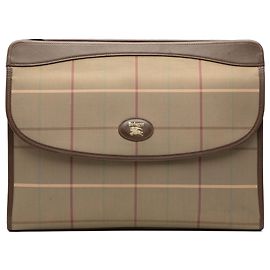 Burberry Braune Vintage-Check Canvas Clutch Braun Hellbraun