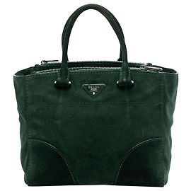 Sac à main Prada en scamosciato vert à double zip Vert Vert foncé