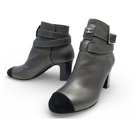 NEW CHANEL HEEL BOOTS WITH CC LOGO G34122 SIZE 36.5 IN LEATHER Other