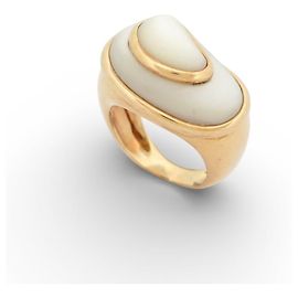 VINTAGE FRED WOLKENRING 52 AUS MUTTERPERLE UND 18K GELBGOLD Golden