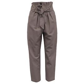 Calça Carrot Cinturada de Cintura Alta Iro em Lã Marrom Marrom Vermelho