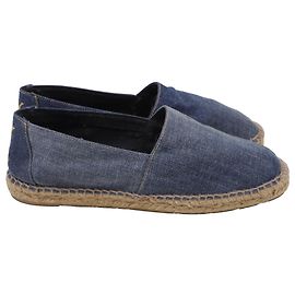 Yves Saint Laurent Saint Laurent Espadrille Flats in Blue Denim Blue Light blue
