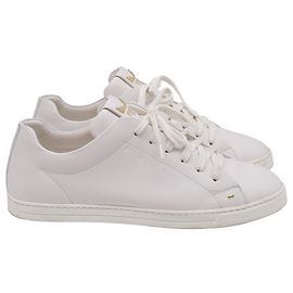 Fendi I See You Embellished Sneakers in White Leather White Cream