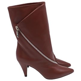 Botas de tornozelo com zíper 80 em couro marrom da Givenchy Marrom Vermelho