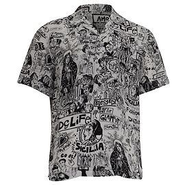 Camicia a bottoni stampata Dolce & Gabbana in viscosa bianca e nera Bianco