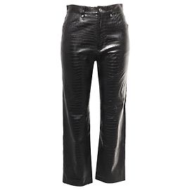 Hugo Boss Schwarze Kunstleder-Hosen mit Krokodilprägung von Boss Schwarz