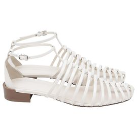 Sandálias Strappy Tod's em Couro Branco Branco Cru