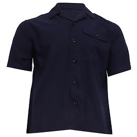 Ami Button-Down Hemd aus Marineblauer Viskose Blau Marineblau