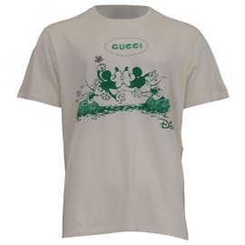 Camiseta de algodão creme impressa com Mickey Mouse da Gucci x Disney Branco Cru