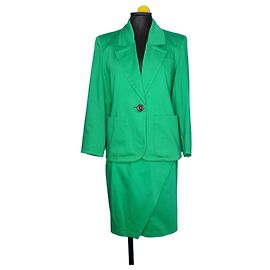 Conjunto de saia e blazer Yves Saint Laurent Rive Gauche verde algodão Verde