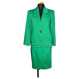 Tailleur jupe Yves Saint Laurent Rive Gauche vert coton Vert