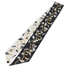 Sciarpa Cartier Setà Nera Bianca Auth am10831V Nero Bianco