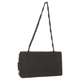 Bolsa de Ombro PRADA em Nylon e Couro Caqui Auth 173639 Caqui