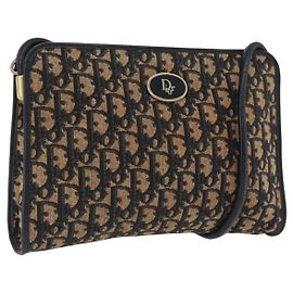 Christian Dior Trotter Canvas Oblique Rabbit Mini Roller Bag Navy Auth fm5122 Golden Navy blue
