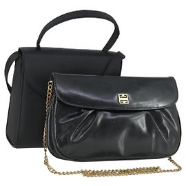 Borsa a mano GIVENCHY in pelle e nylon 2 pezzi nera Auth bs33378 Nero