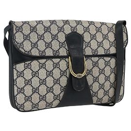 Gucci Borsa a spalla GG Supreme in PVC Blu Navy Oro Auth 173579 D'oro Blu navy