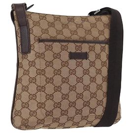 Borsa a Spalla GG Canvas Gucci Beige Argento 122793 Auth 172173 Argento Beige