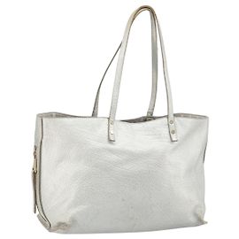 Chloé Chloe Tote Bag Leather Silver Auth BA10228 Silvery