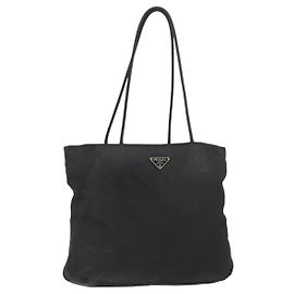 PRADA Sac à main en nylon noir argent Auth bs33448 Noir Argenté