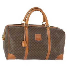 Céline Sac Boston en toile Macadam CELINE en cuir PVC marron doré Auth 170598 Marron Doré