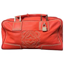 Loewe Amazona Red Leather Handbag Red