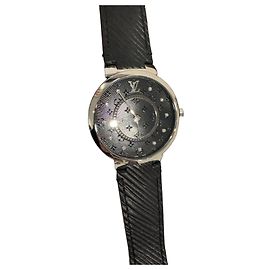 Montre Louis Vuitton Tambour Acier Noire Diamants Noir