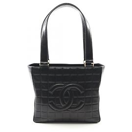 Chanel Choco Bar Lambskin Tote Bag Black