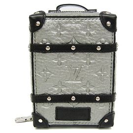 Porte-clés en cuir Louis Vuitton Noir Argenté