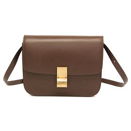 Céline Bolsa de Ombro de Couro Celine Classic Box Medium 189173 Marrom Camelo