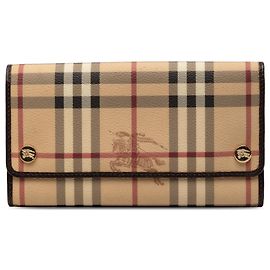 Burberry Brown Haymarket Check Coated Canvas Continental Wallet Brown Beige