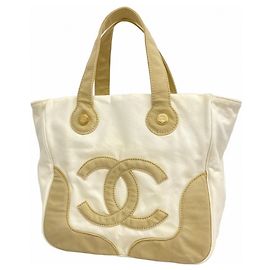 Sac tote Chanel en toile marshmallow Blanc