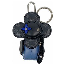 Louis Vuitton Monogram Eclipse Bijoux Sac Vivienne Keychain Charm Black Silvery Blue