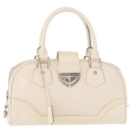 Sac de bowling Montaigne Louis Vuitton en cuir Epi GM Blanc
