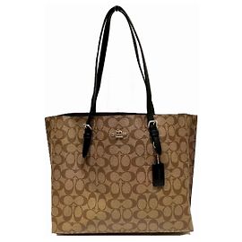 Bolsa Tote em PVC de Couro com Assinatura Coach Marrom