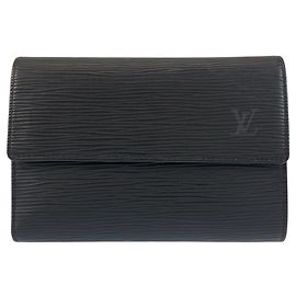Billetera compacta de cuero Louis Vuitton Negro