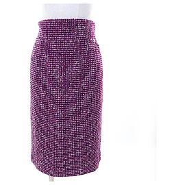 Saia de tweed de algodão com placa COCO da Chanel Roxo