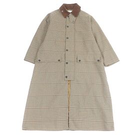 Autre Marque Abrigo de pana con cuello alto Glen check Barbour Beige