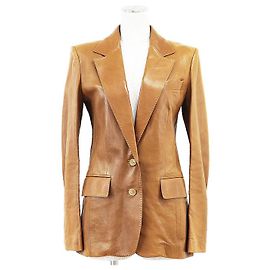 Veste en cuir véritable sur mesure Gucci 2B Marron Autre