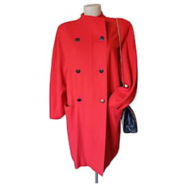 Max Mara Red Wool Double Breasted Coat Red