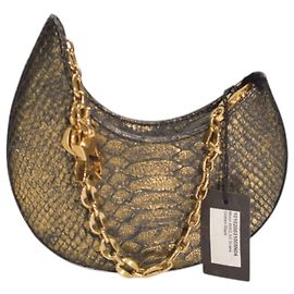 Autre Marque Mini bolsa de couro estampado de cobra Corto Moltedo Moon XS com corrente dourada, Itália Multicor