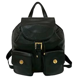 Tiffany & Co. Perforated Leather Drawstring Backpack Black