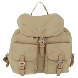 Prada Double Front Pocket Backpack Tessuto Medium Beige