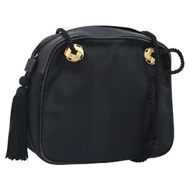 Borsa a Spalla Salvatore Ferragamo in Tela Nera e Oro Auth 166679 Nero D'oro