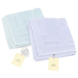 Hermès HERMES Towel Cotton 2 Set White Light Blue Auth 173276A White Light blue