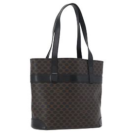 Céline Borsa tote in tela Macadam CELINE in pelle PVC nera e oro Auth 172280 Nero D'oro
