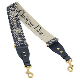 Christian Dior Trotter Canvas Shoulder Strap 36.6"" Navy Auth ep13575 Navy blue