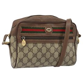 Borsa Sherry Line GG Supreme Web di GUCCI in PVC Beige e Oro 119 02 087 Auth 173208 Beige D'oro