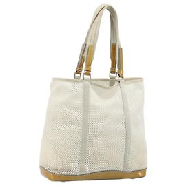 PRADA Borsa a Mano in Tela Bianca e Argento Auth bs33443 Argento Bianco